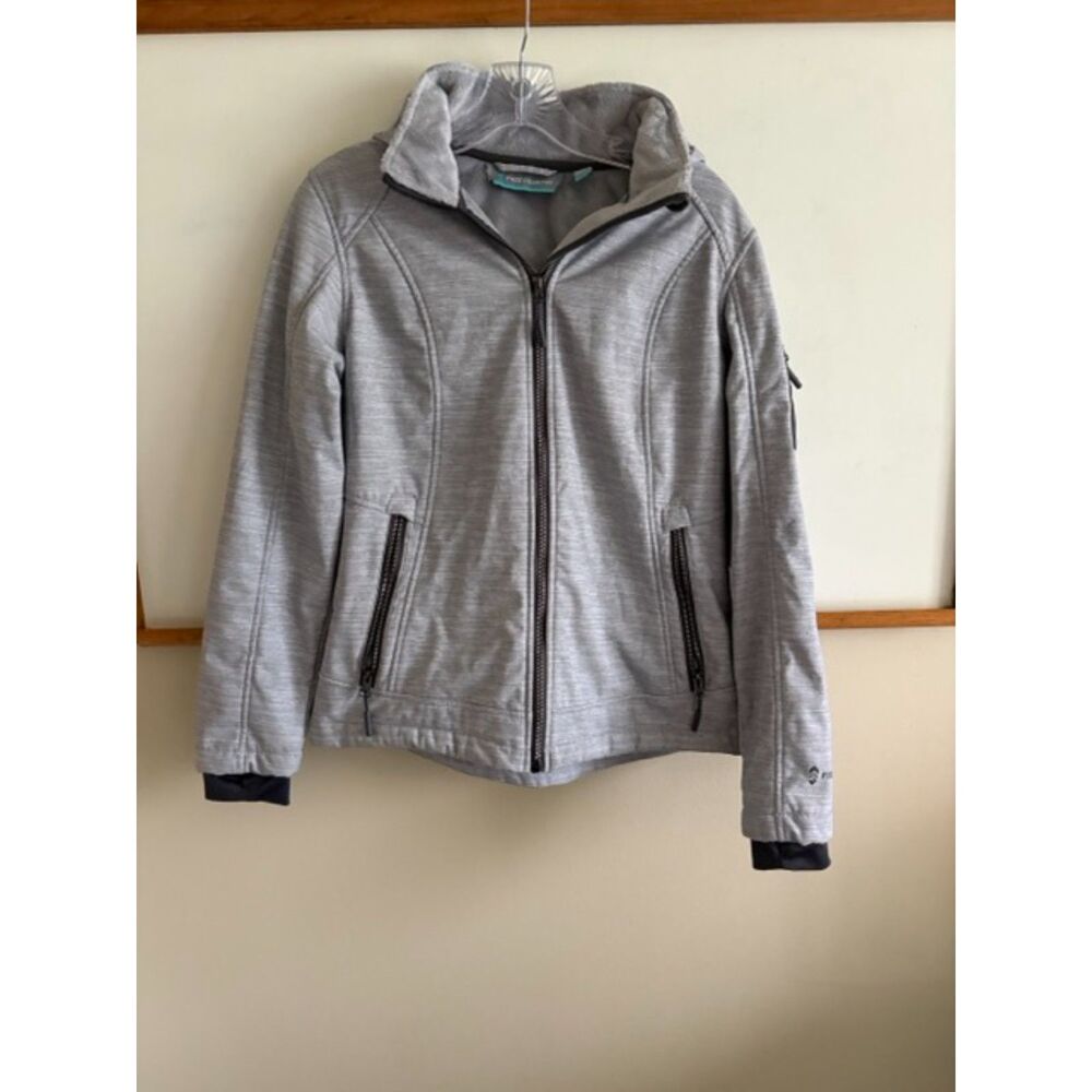 Free Country Softshell Hooded Jacket, Heather Gray, Size S